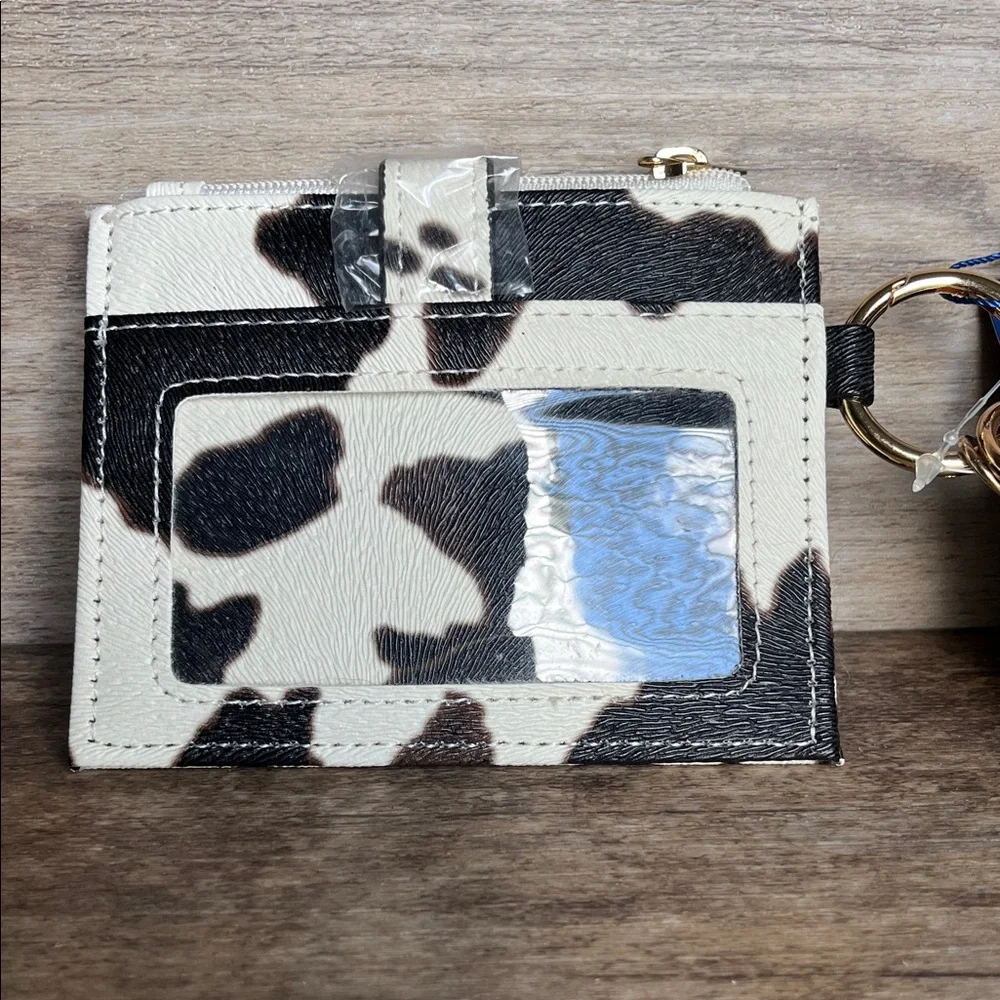 Wristlet cow print wallet Key & Card Holder.